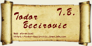 Todor Bećirović vizit kartica